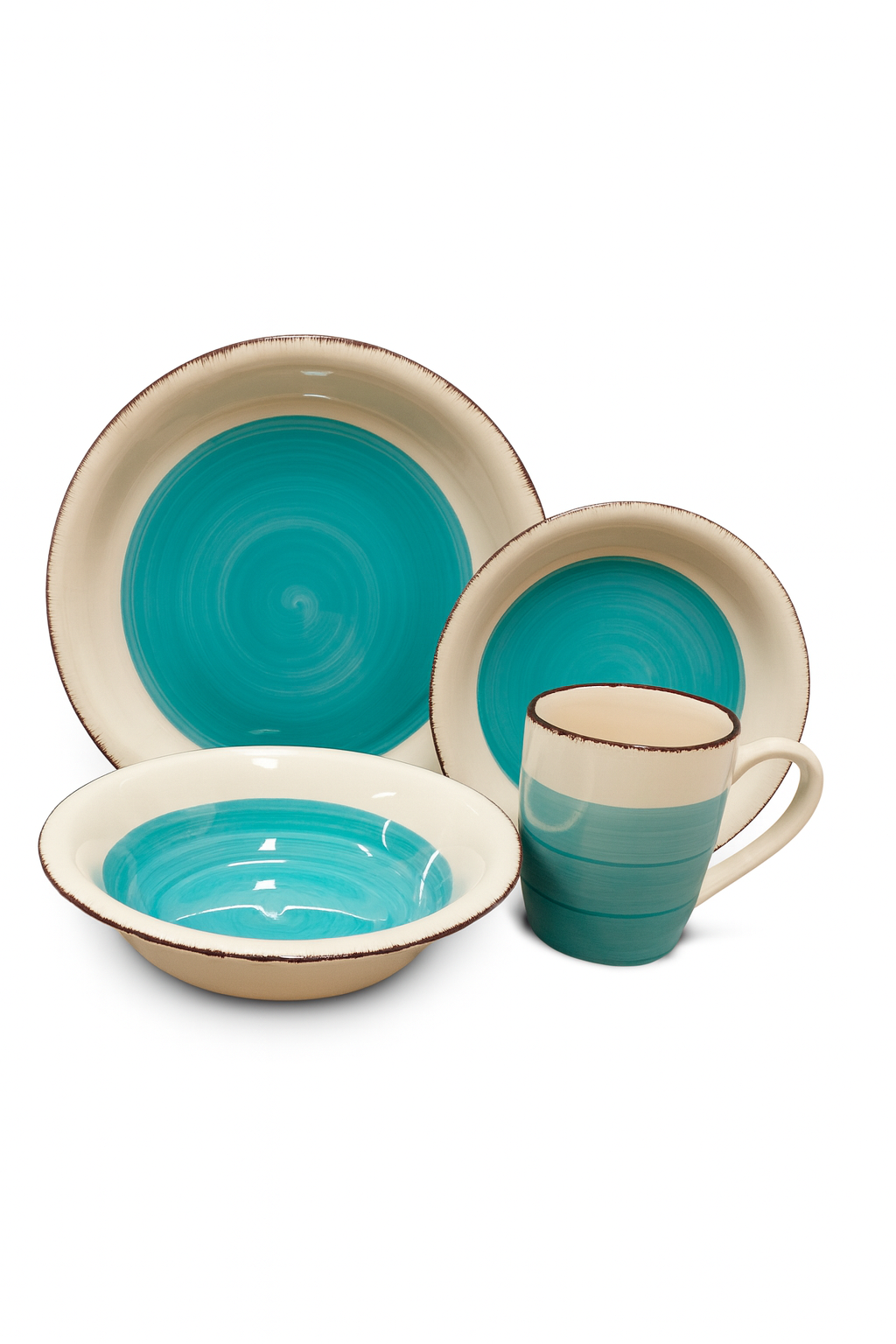 Juego de platos y bowl y taza de ceramica