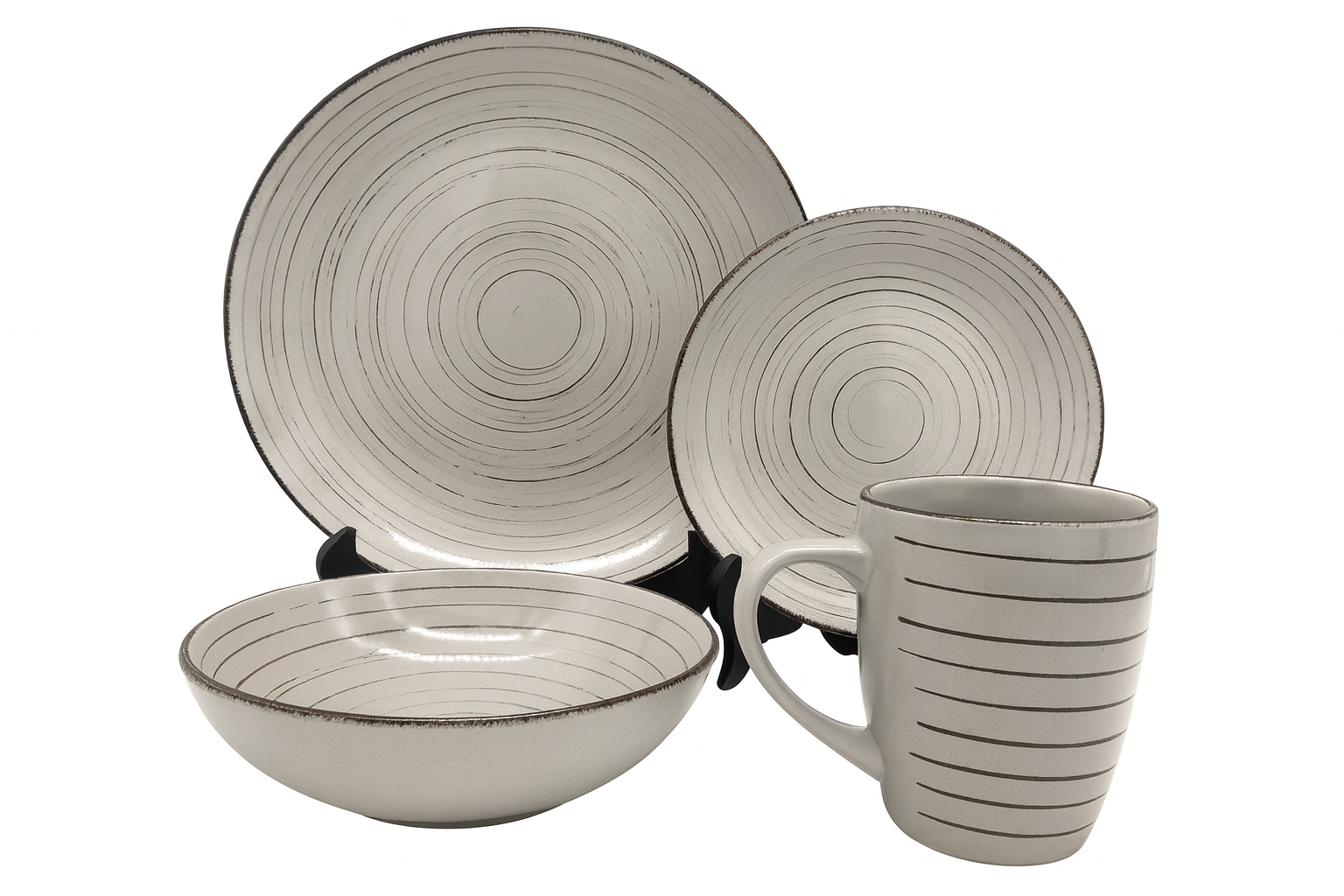 Juego de taza y plato y bowl de ceramica