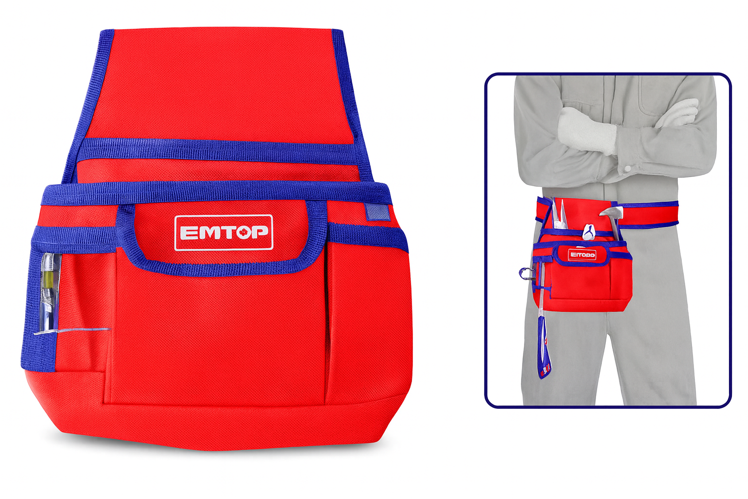 Bolsa porta herramientas de 32×28 cm en poliéster 1680D con 7 bolsillos y porta martillo