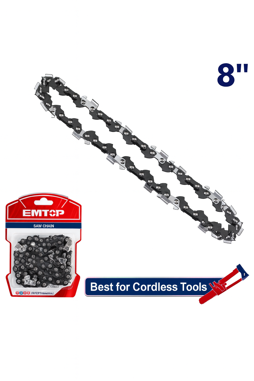 Cadena para motosierra EMTOP 3/8" x 0.043" (33 eslabones) compatible con modelos ELGA2085 / ELGA20851 / ULGA20851