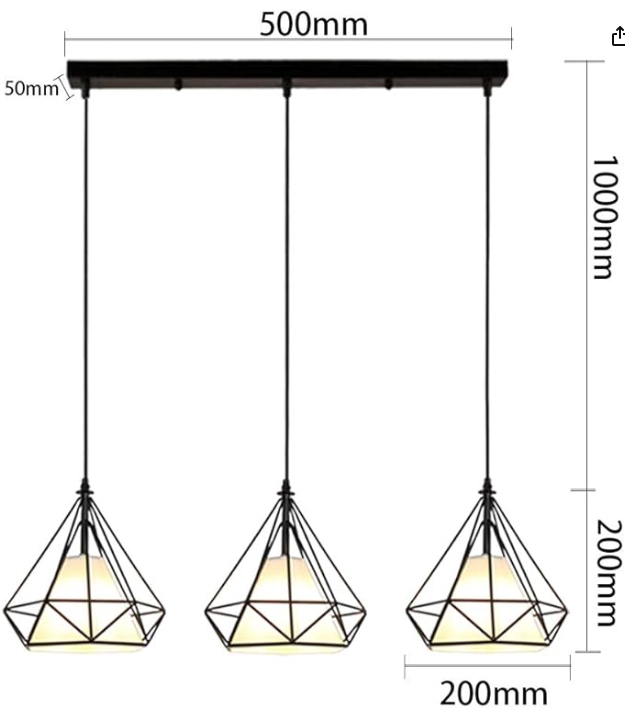ámpara LED Decorativa de Techo Colgante – (Negro + Blanco)