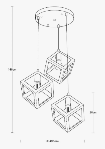 Lámpara colgante de 3 luces