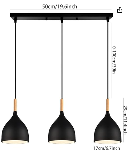 Lámpara colgante de 3 copas