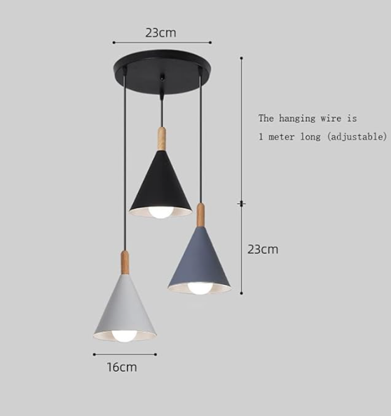 Lámpara colgante de 3 copas