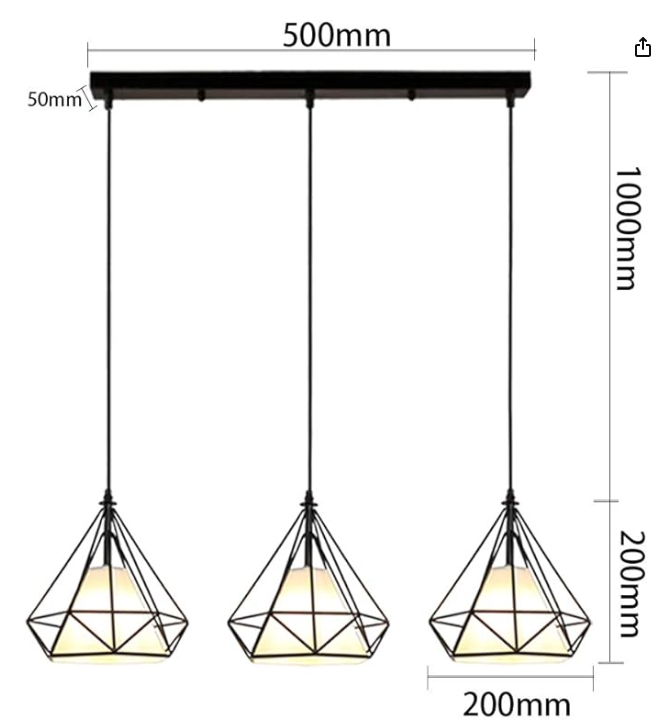 Lámpara colgante de 3 copas