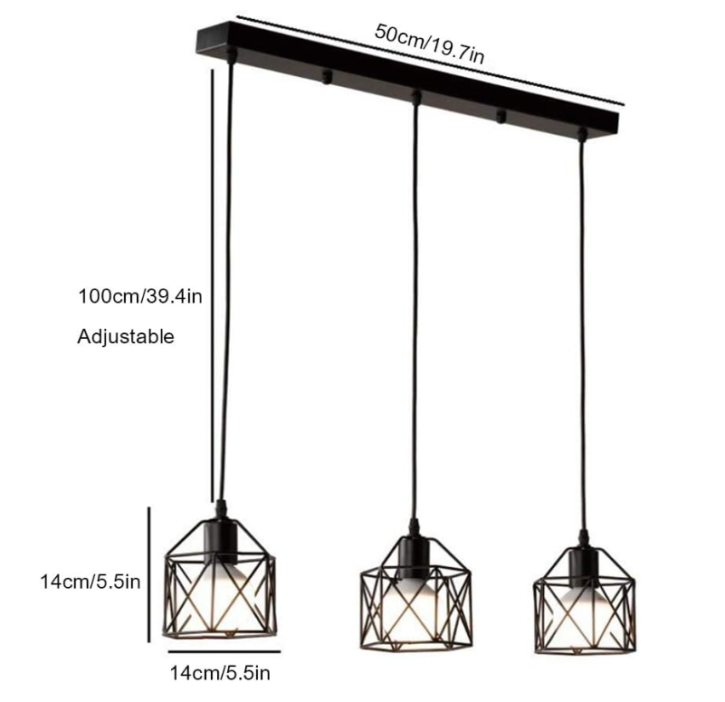 Lámpara colgante de 3 copas