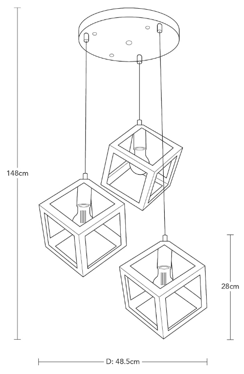 Lámpara colgante negra de 3 luces | Diseño moderno