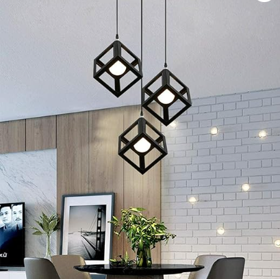 Lámpara colgante negra de 3 luces | Diseño moderno
