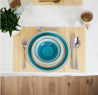 Juego de platos y bowl y taza de ceramica