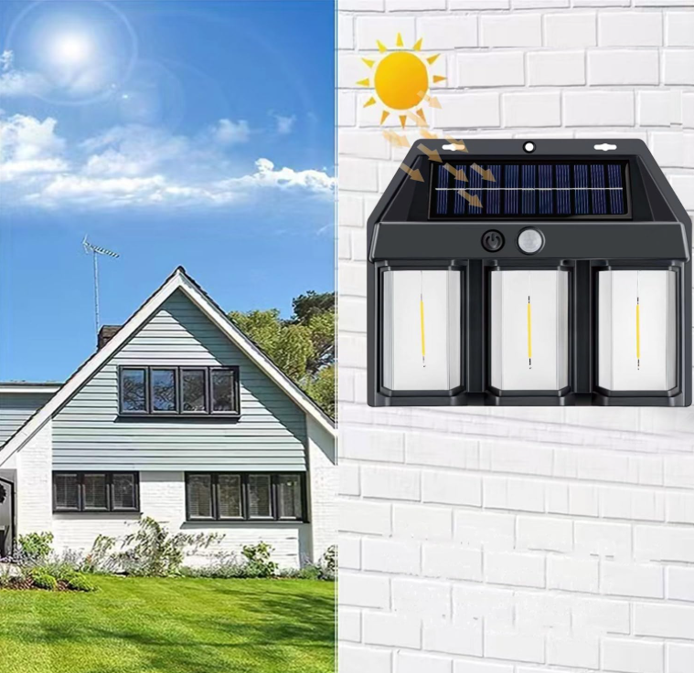 Lampara de pared con panel solar