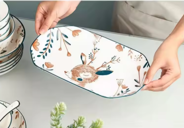 Plato rectangular de cerámica de 12"