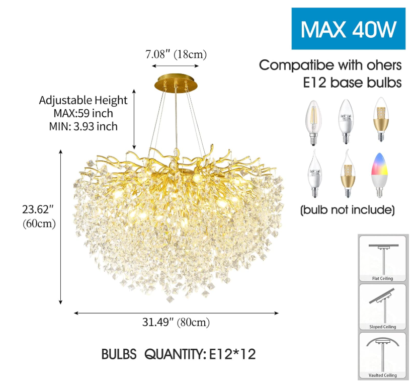 Lámpara colgante de cristal