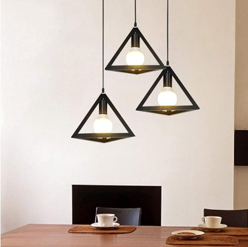 Lámpara colgante negra de 3 luces | Diseño industrial de hierro