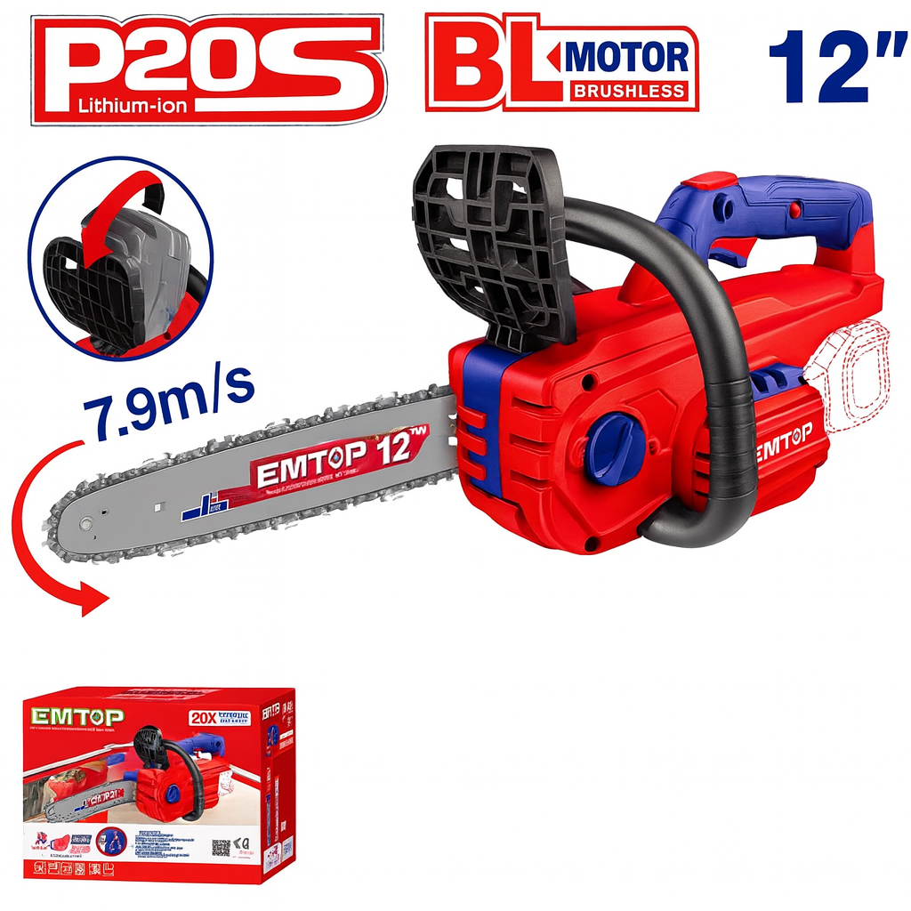 Motosierra Inalámbrica 12" 20V con Motor Brushless – (7,9 m/s)