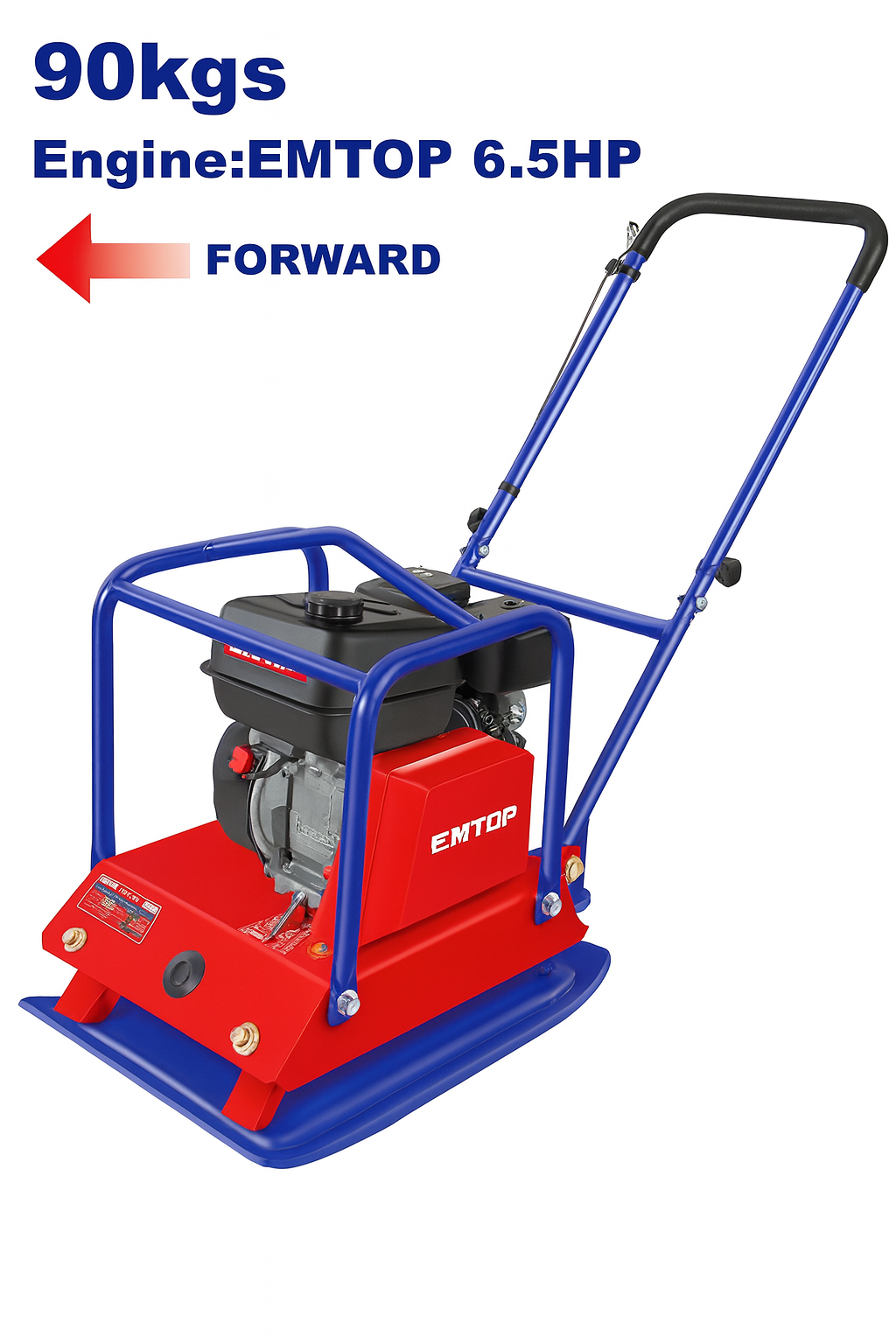 Compactadora a gasolina de 6.5 HP con fuerza centrífuga de 15 kN y accesorios incluidos