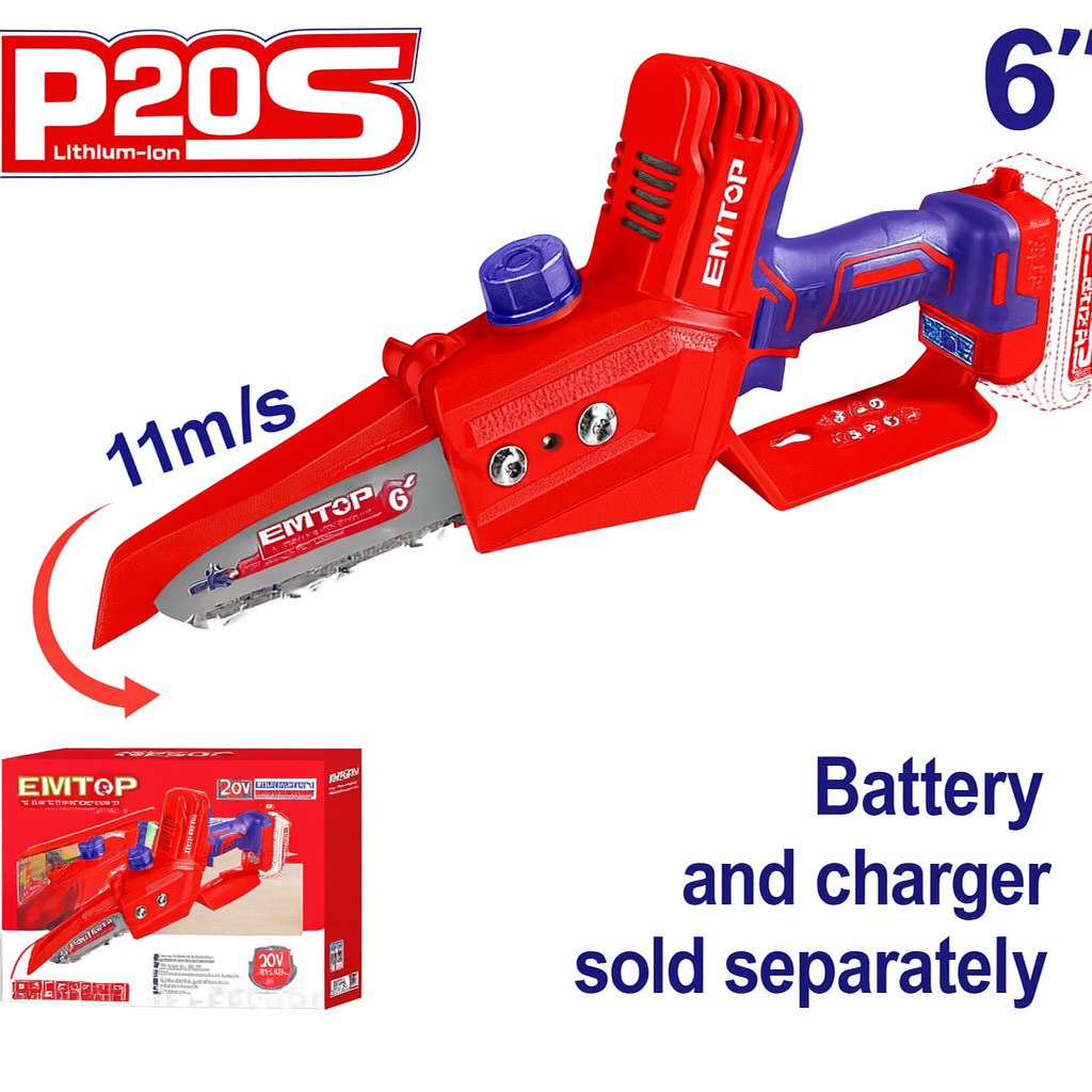 Motosierra Inalámbrica Mini 6" 20V con Motor Brushless – (11 m/s, Lubricación Automática)