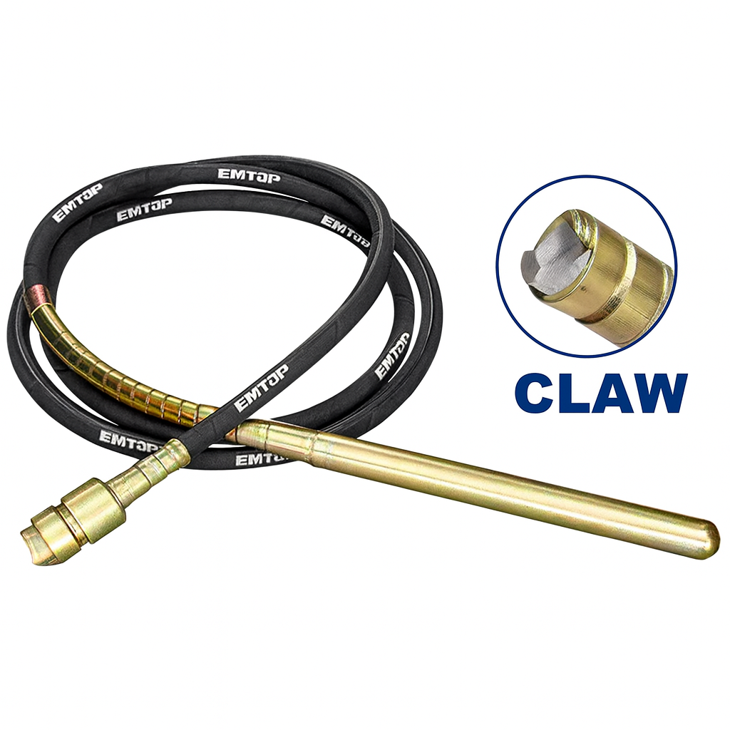 Aguja vibradora de 38 mm con acople tipo garra y manguera flexible de 6 m