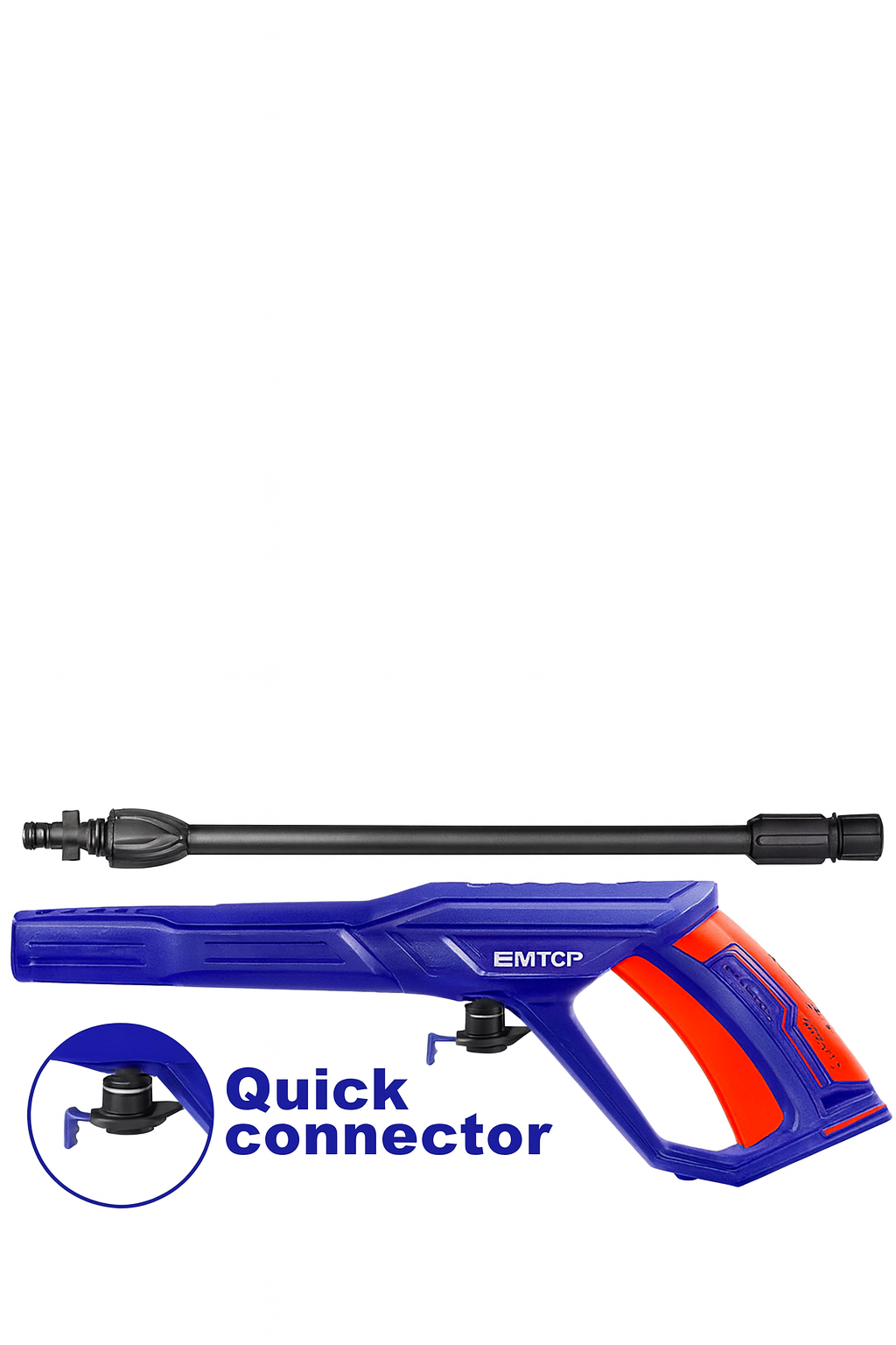 Pistola rociadora EMTOP con conector rápido para hidrolavadora – cuerpo de plástico resistente