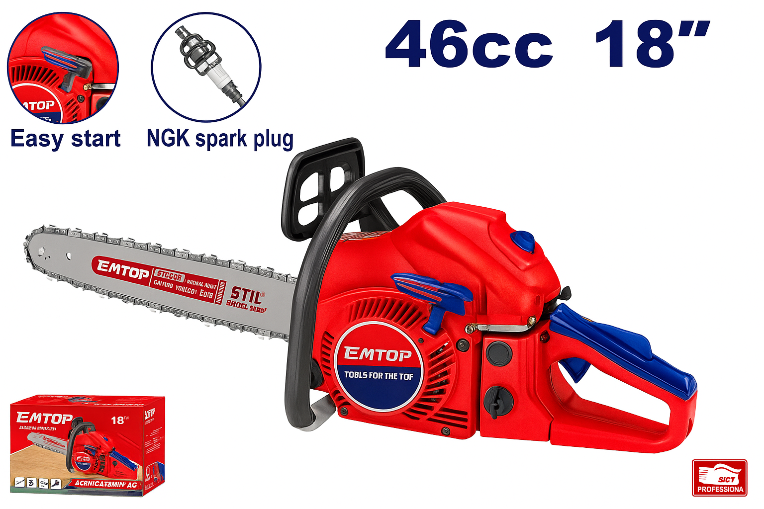 Motosierra a Gasolina 18" – (46cc, 1.8kW)