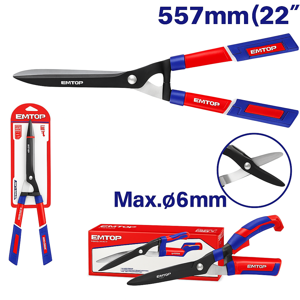 Tijera para Setos 22.8" – (Acero al Carbono 55#, Hoja Recta con Recubrimiento de Teflón)