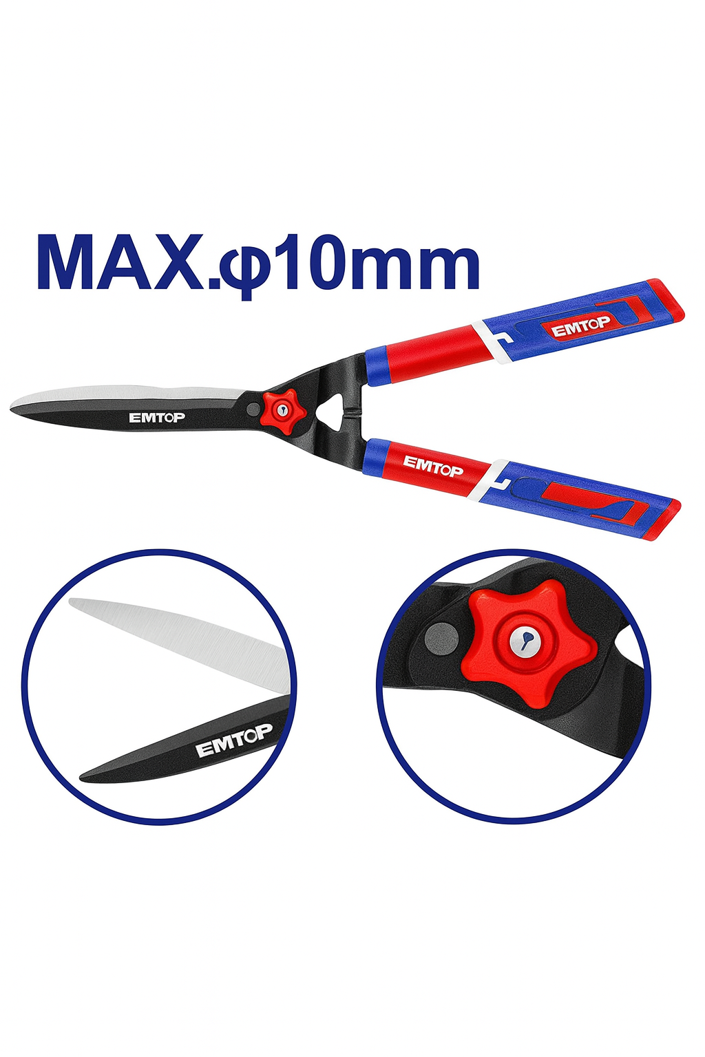 Tijera para Setos 22" – (Hoja Ondulada, Acero al Carbono 55#, Recubrimiento de Teflón)