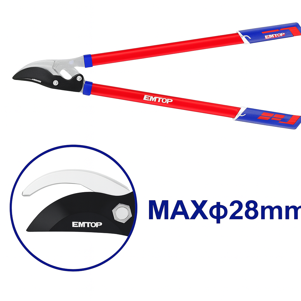 Tijera de Poda de Mango Largo 30" – EPSR740103 (Corte Ø28 mm, Acero al Carbono 55#, Hoja con Teflón)