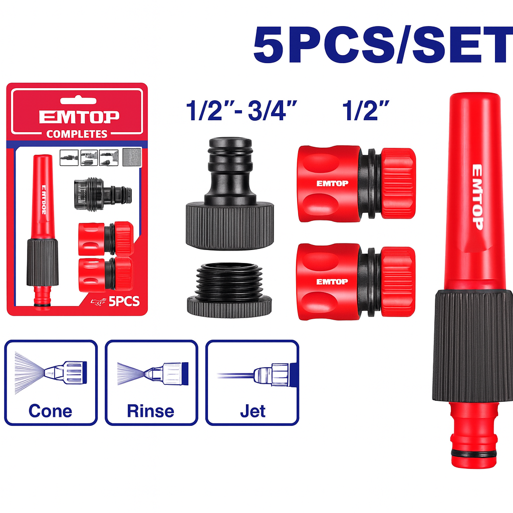Juego de Boquillas Giratorias para Manguera 4 Piezas – ESNE11251 (Nivel de Calidad Stanley, Conector Rápido y Adaptador)