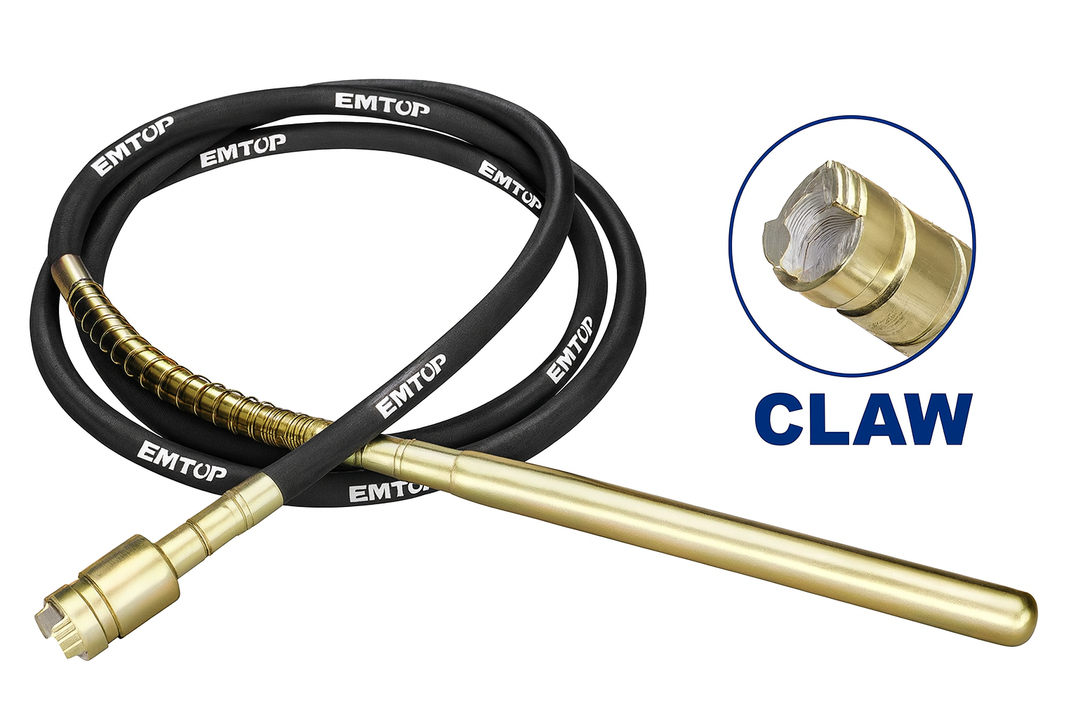 Vibrador para concreto de 45 mm con acople tipo garra y manguera flexible de 6 m