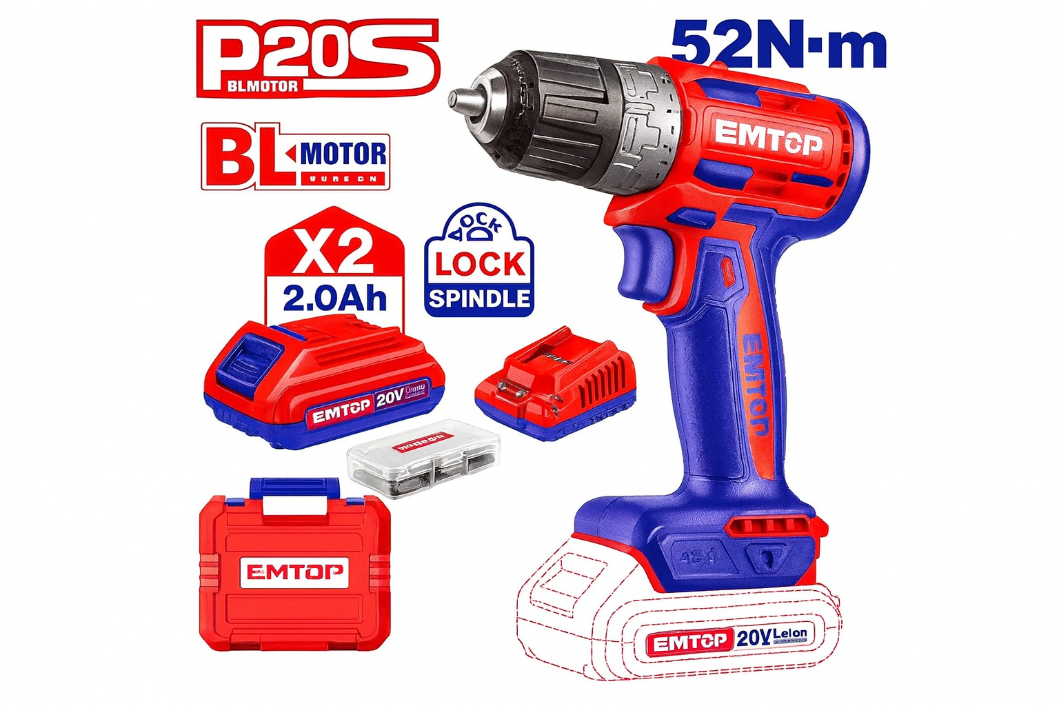 Taladro Inalámbrico Brushless 20V