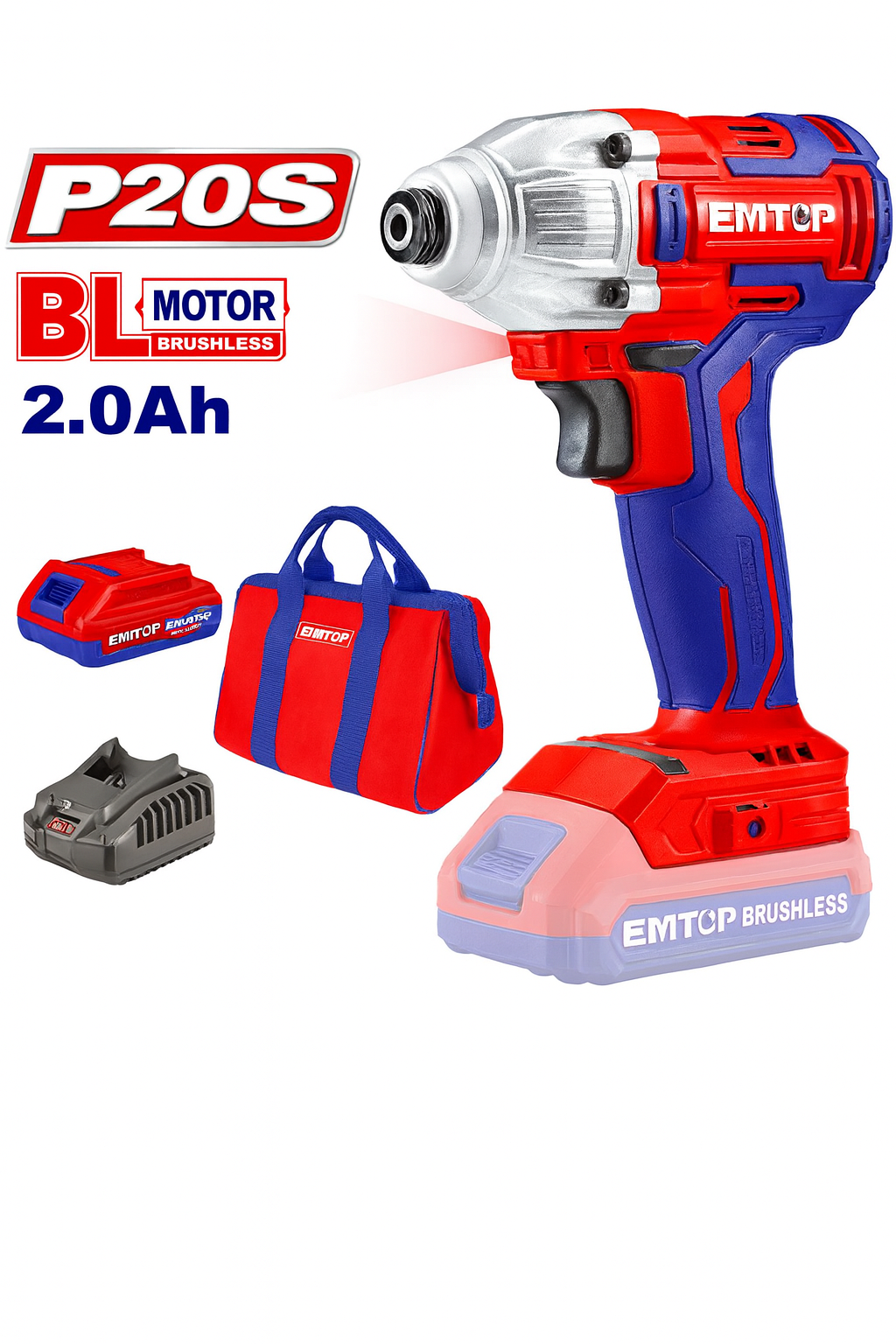 Juego de Atornillador de Impacto Inalámbrico Brushless 20V