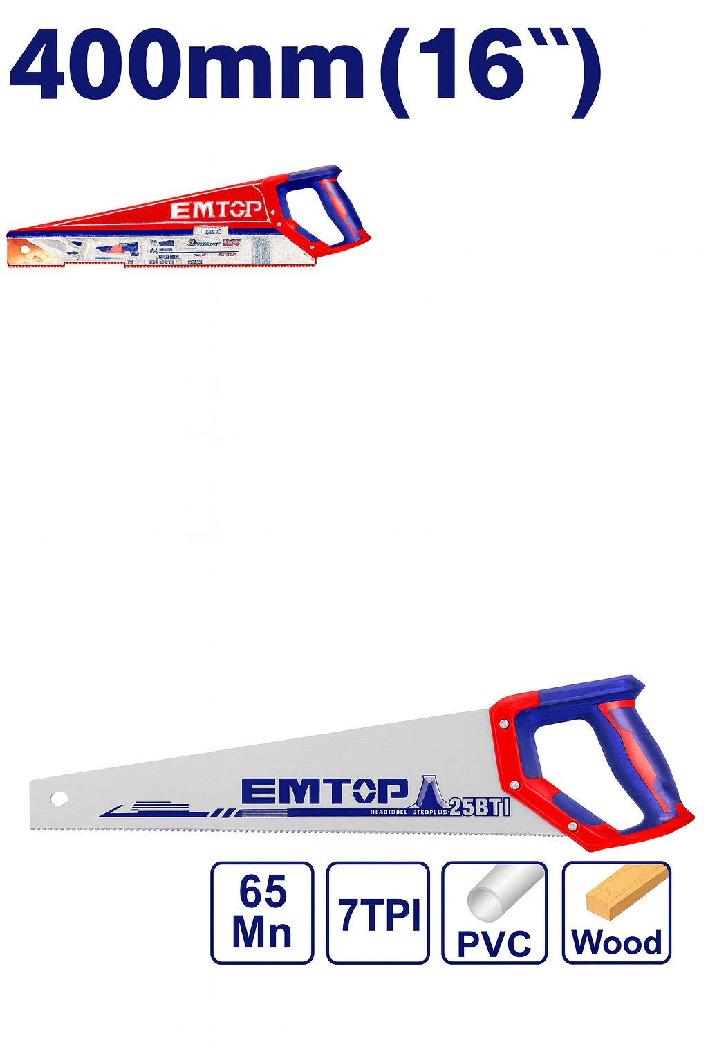 Sierra de Mano para Madera 16" – (65Mn, 7TPI)