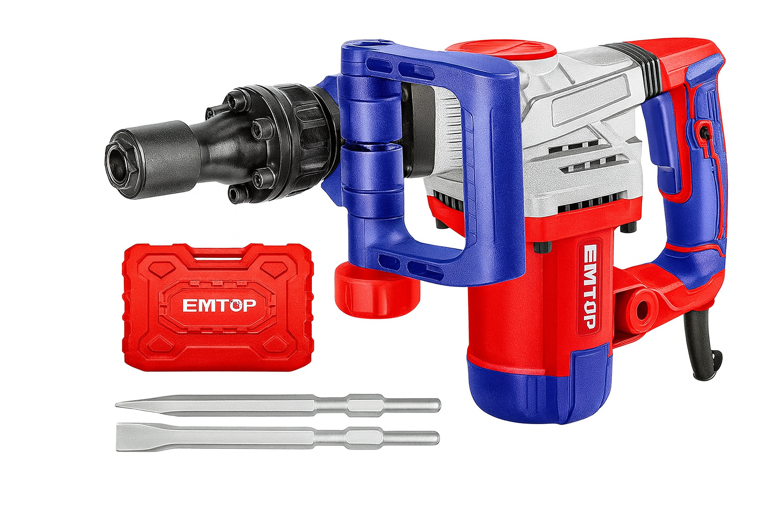 Martillo demoledor eléctrico de 1300W con sistema antivibración y cintas incluidas