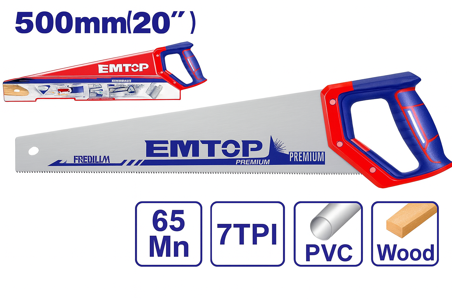 Sierra de Mano para Madera 20" – (65Mn, 7TPI)