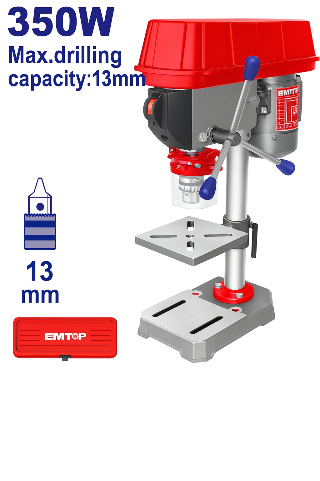 Taladro de banco de 350W con mesa ajustable y 5 velocidades (capacidad de 1/2")