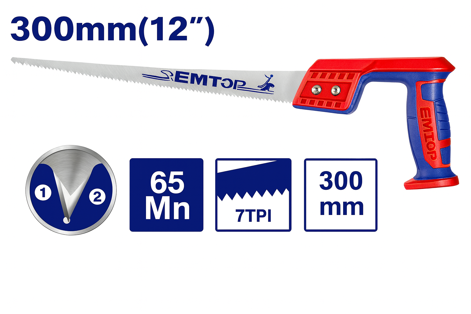Sierra de Mano para Madera 12" – (65Mn, 7TPI)