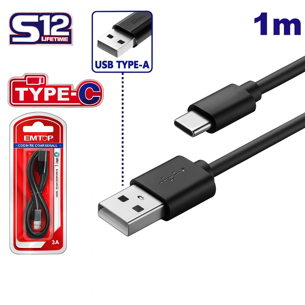 Cable USB Tipo-A a Tipo-C 1m EUCC01 – 3A