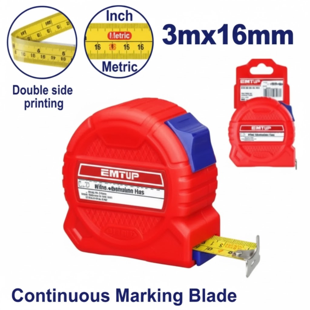 Cinta Métrica de Acero EMTOP – 3m x 16mm