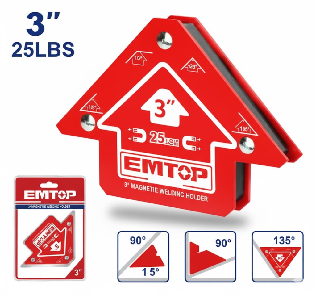 Soporte magnético para soldadura de 25 lb (3") con ángulos de 45°, 90° y 135°