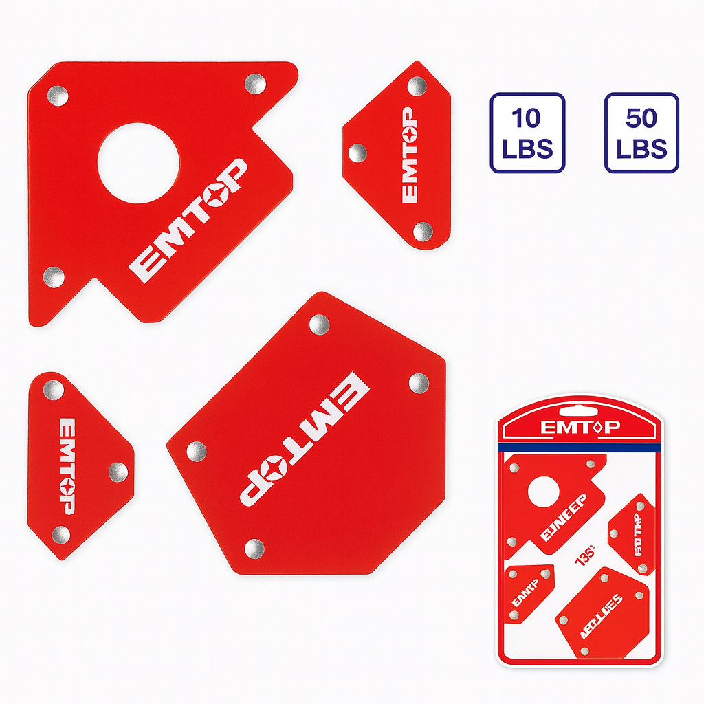 Juego de 4 soportes magnéticos para soldadura con fuerza de 10 lb y 50 lb (Mini y 4")