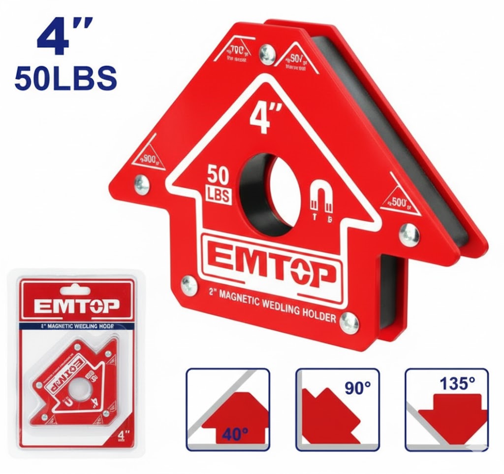 Soporte magnético para soldadura de 50 lb (4") con ángulos de 45°, 90° y 135°