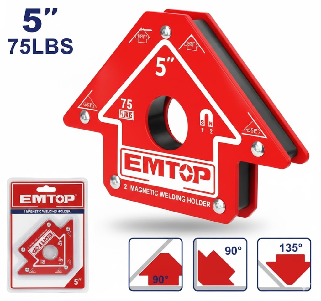 Soporte magnético para soldadura de 75 lb (5") con ángulos de 45°, 90° y 135°