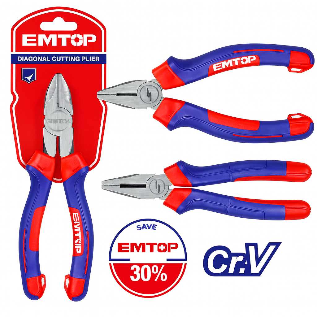 Alicate de electricista de 6" (160 mm) con mango bicolor y acabado pulido antióxido