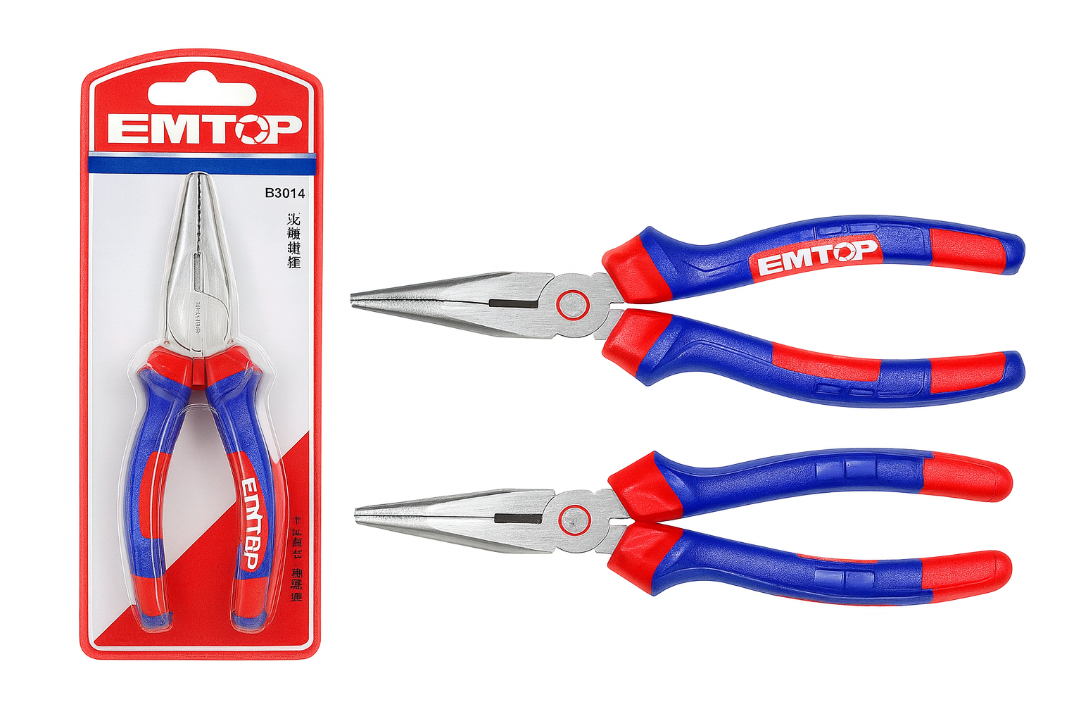 Pinza de punta y corte de 6" (160 mm) con mango bicolor y acabado pulido antióxido