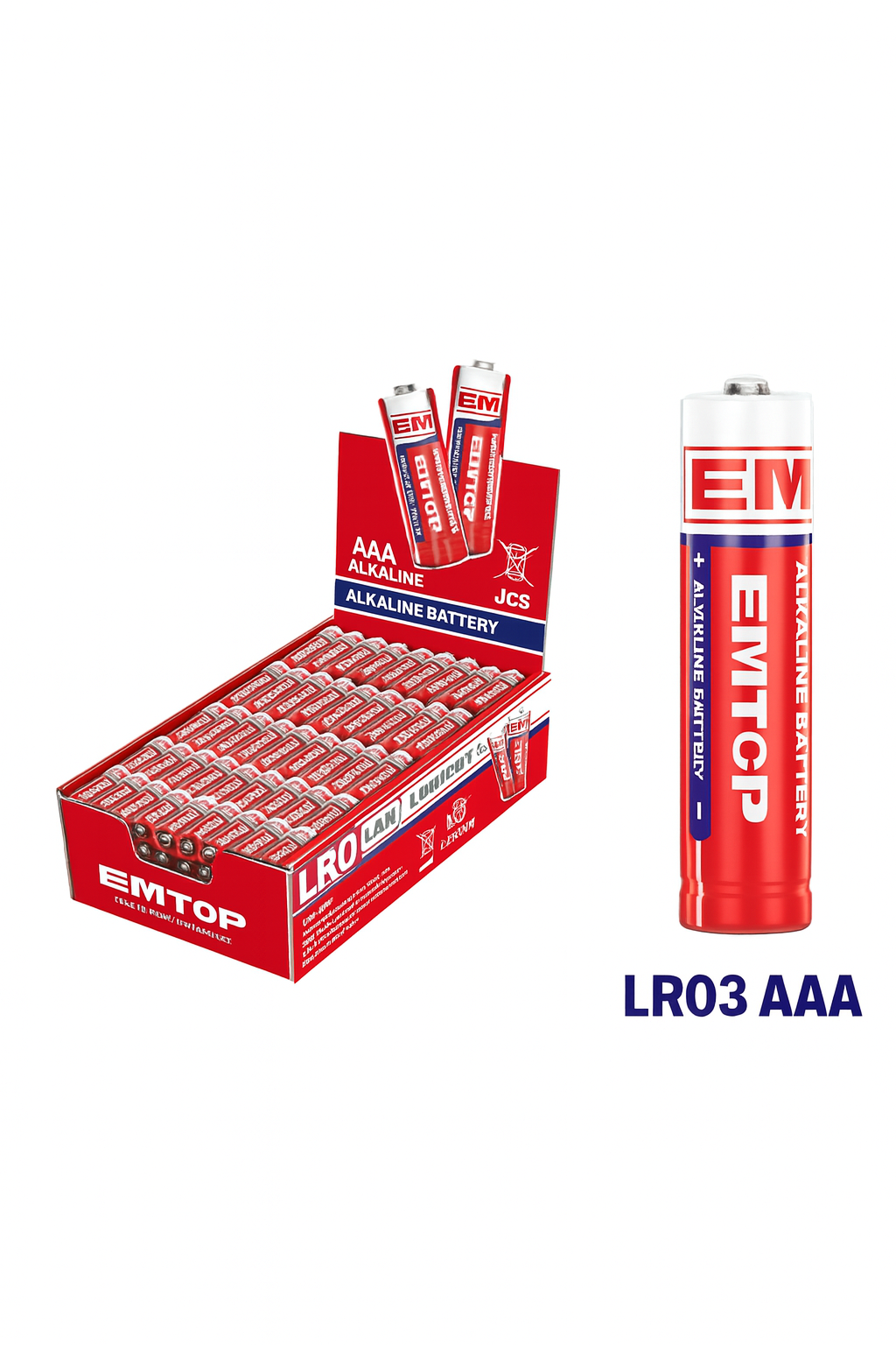 Baterías alcalinas EMTOP AAA (LR03) 1.5V – alta duración 1300 mAh (paquete)