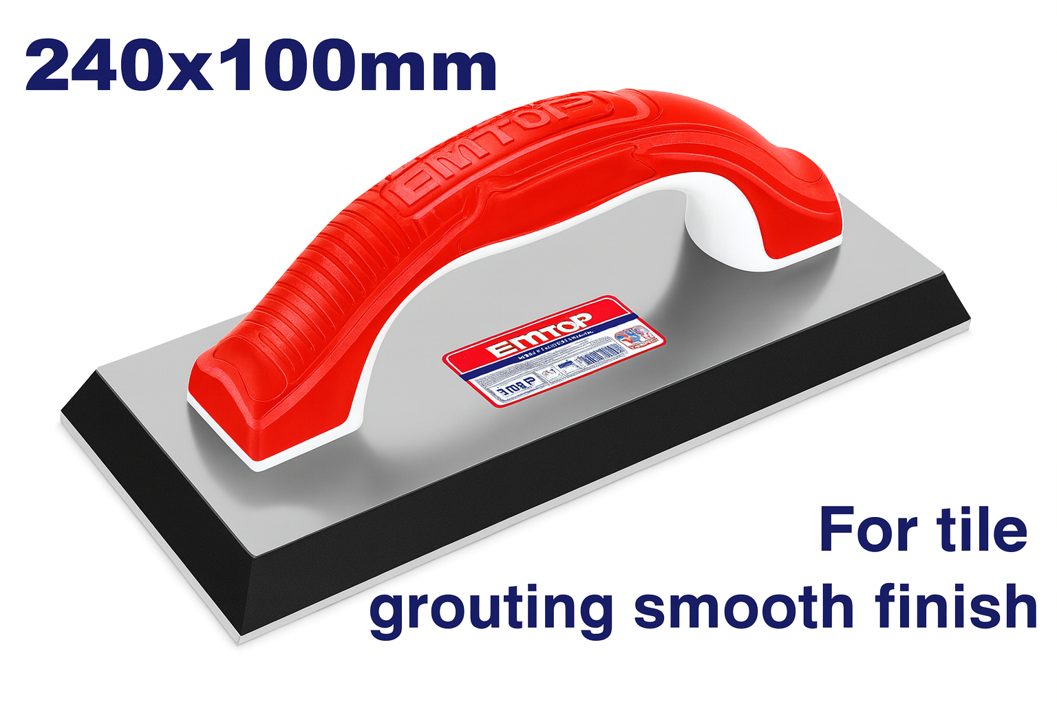 Fraguador de goma de 240×100 mm con mango de PP y base de aluminio