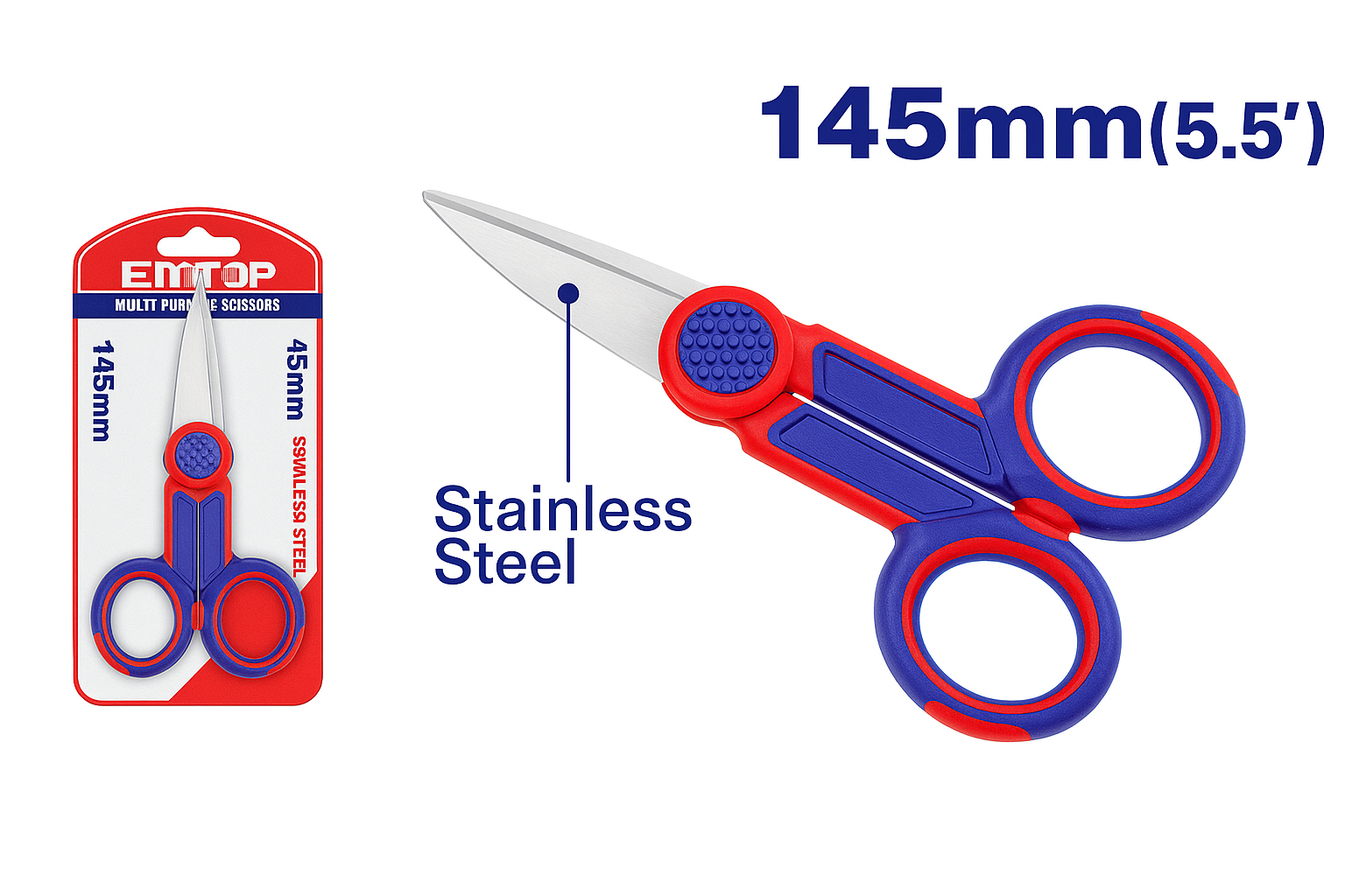 Tijeras de electricista de 145 mm (5.5") en acero inoxidable con mango ergonómico