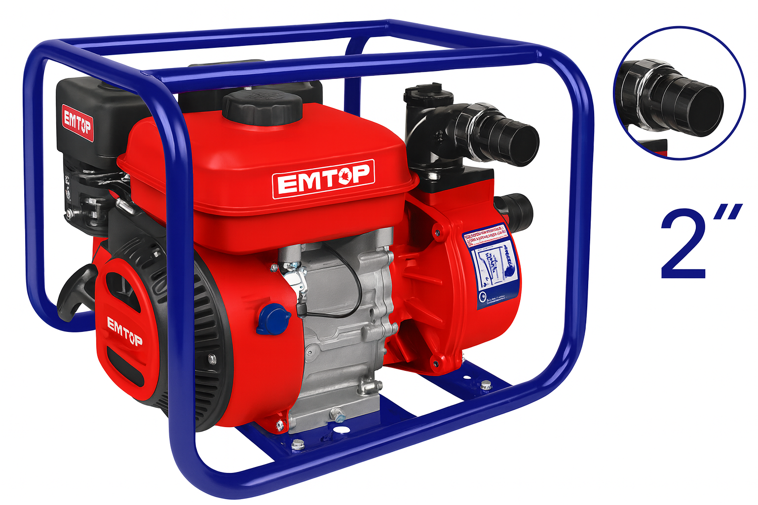 Bomba de Agua a Gasolina EMTOP 2″ – 7.0HP, 550 L/min