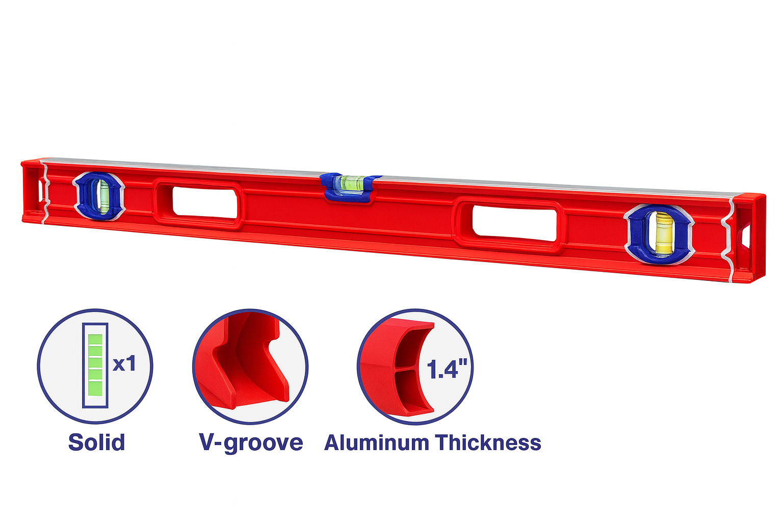 Nivel de Burbuja de 80 cm con Ranura en V para Superficies Redondeadas