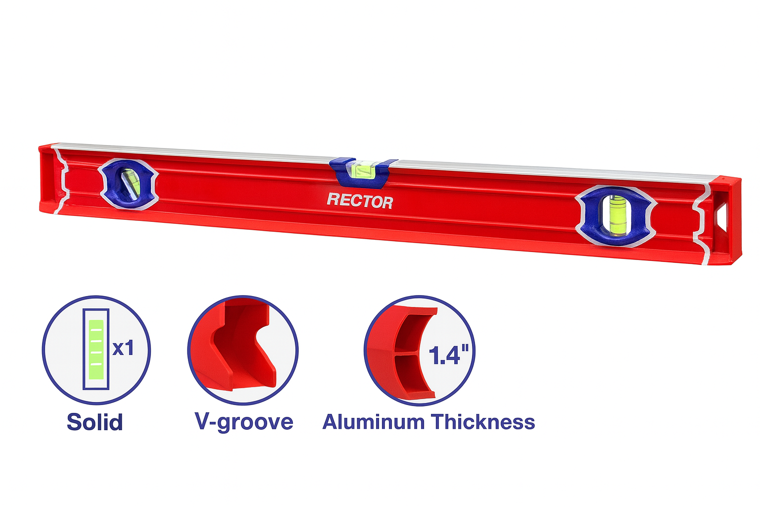 Nivel de Burbuja de 60 cm para Albañil con Ranura en V