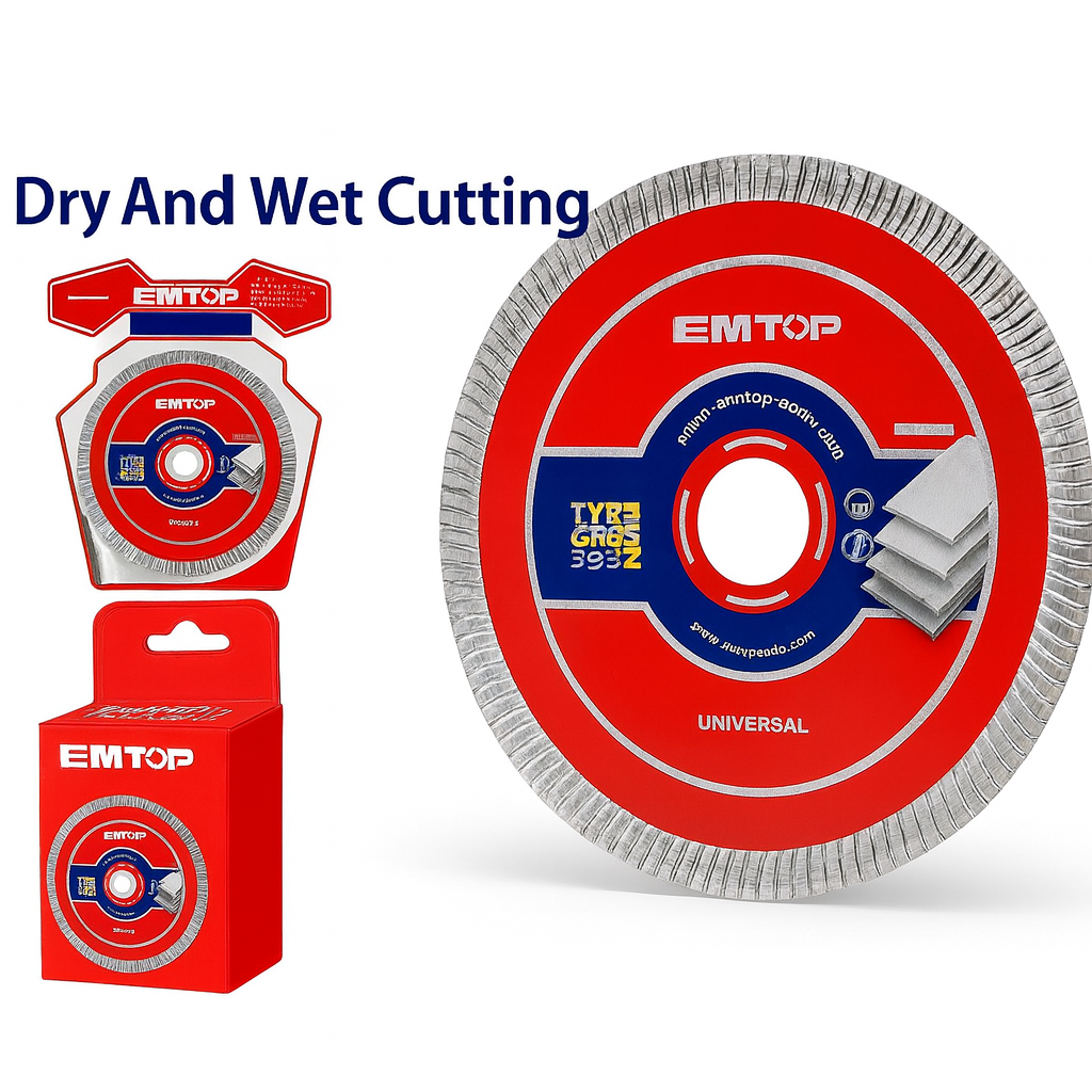 Disco diamantado ultrafino EMTOP 180 mm x 22.2 mm con borde tipo malla y novia incluida